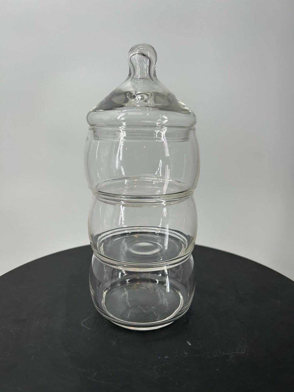 Clear Glass 3 Tier Stackable Apothecary Jar Storage Container Kitchen Pantry